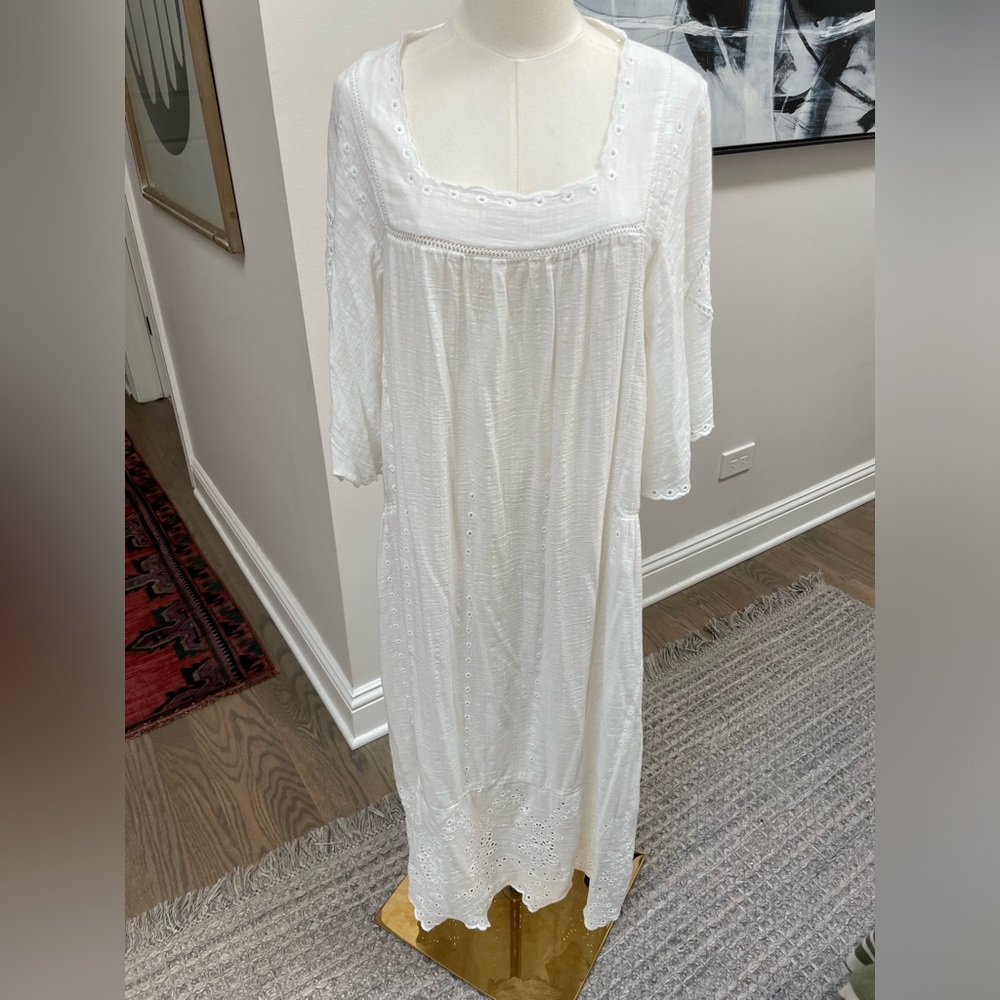 Zara Sheer Embroidered White Cover Up / Dress - Sz XS